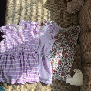 btween Floral and Butterfly Kids One Pieces - Multicolor and Lavender